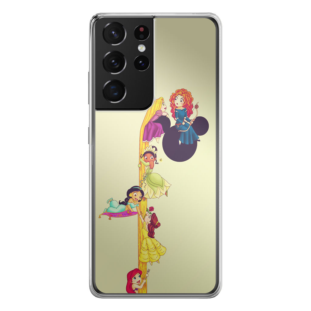 Princesses Climbing Rapunzel's Hair Galaxy S21 Ultra Case