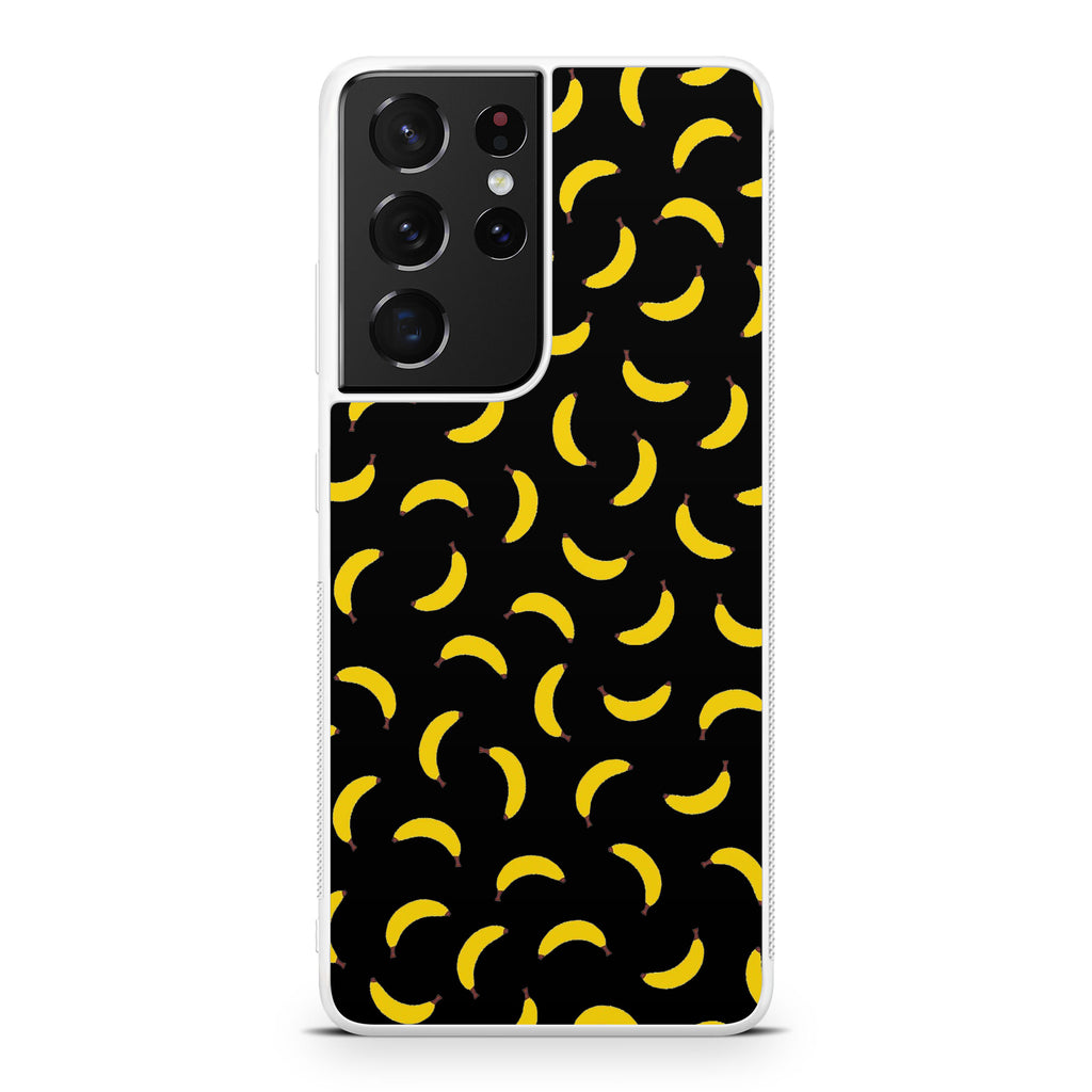 Bananas Fruit Pattern Black Galaxy S21 Ultra Case