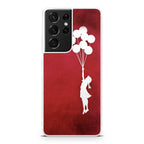 Banksy Girl With Balloons Red Galaxy S21 Ultra Case
