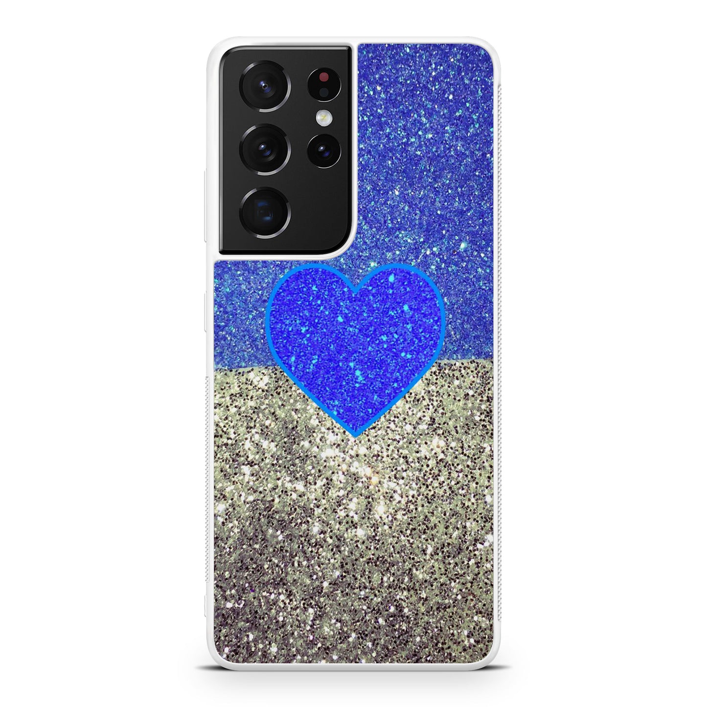 Love Glitter Blue and Grey Galaxy S21 Ultra Case