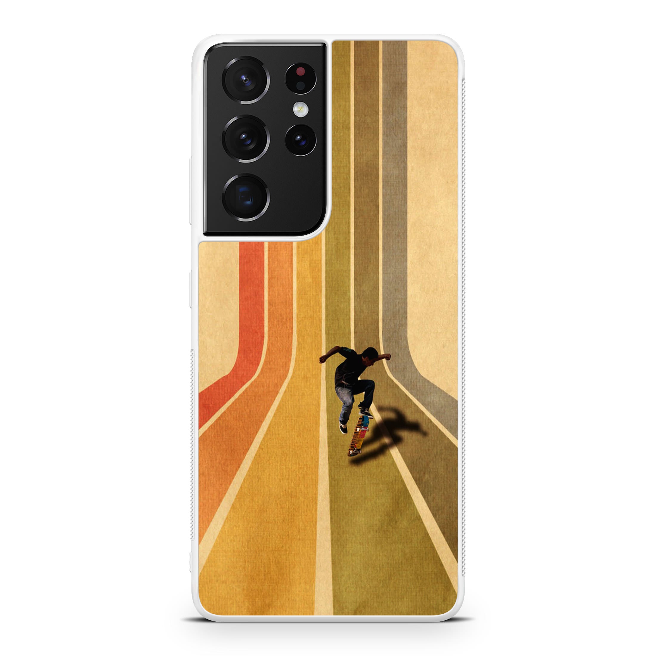 Vintage Skateboard On Colorful Stipe Runway Galaxy S21 Ultra Case