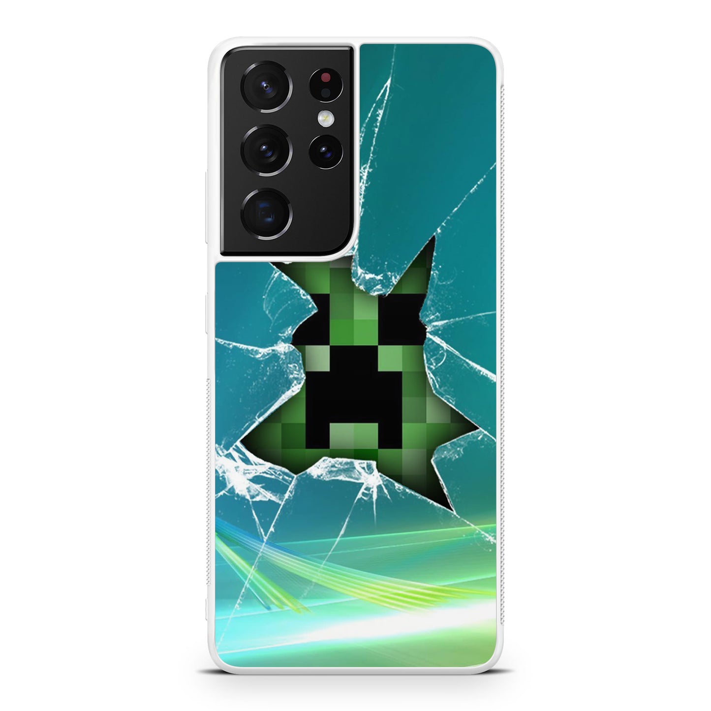 Creeper Glass Broken Green Galaxy S21 Ultra Case