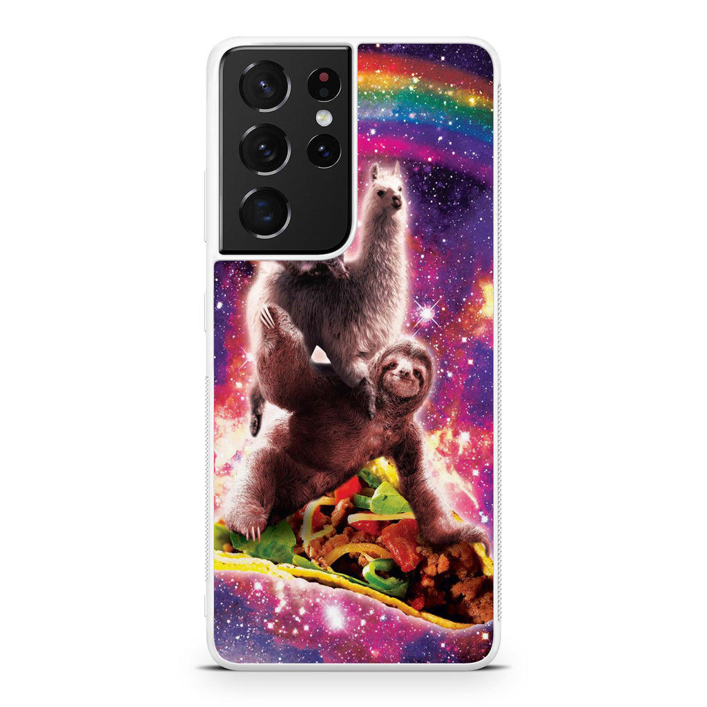 LLama Sloth And Cat Playing Together Galaxy S21 Ultra Case