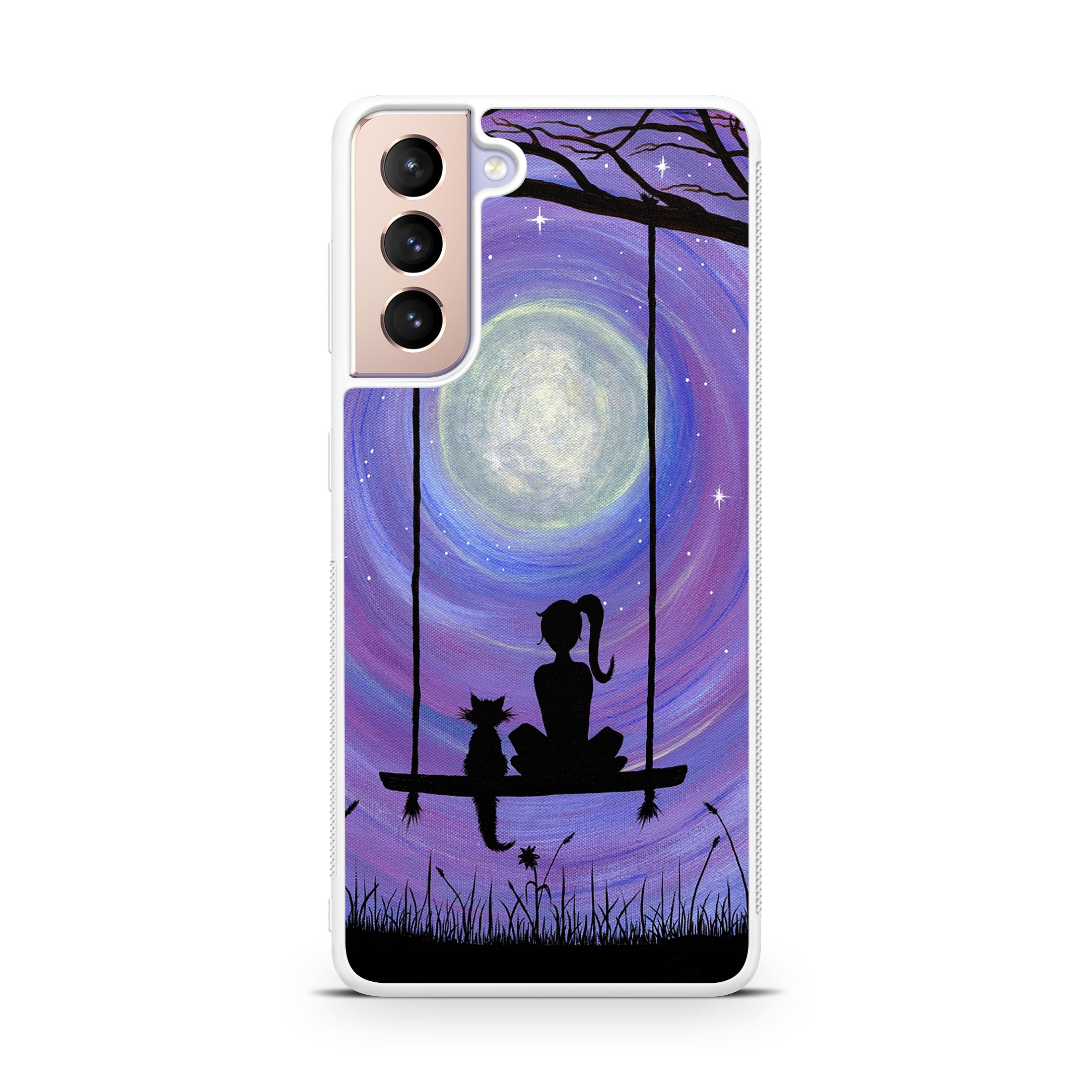 Girl Cat and Moon Galaxy S21 / S21 Plus / S21 FE 5G Case