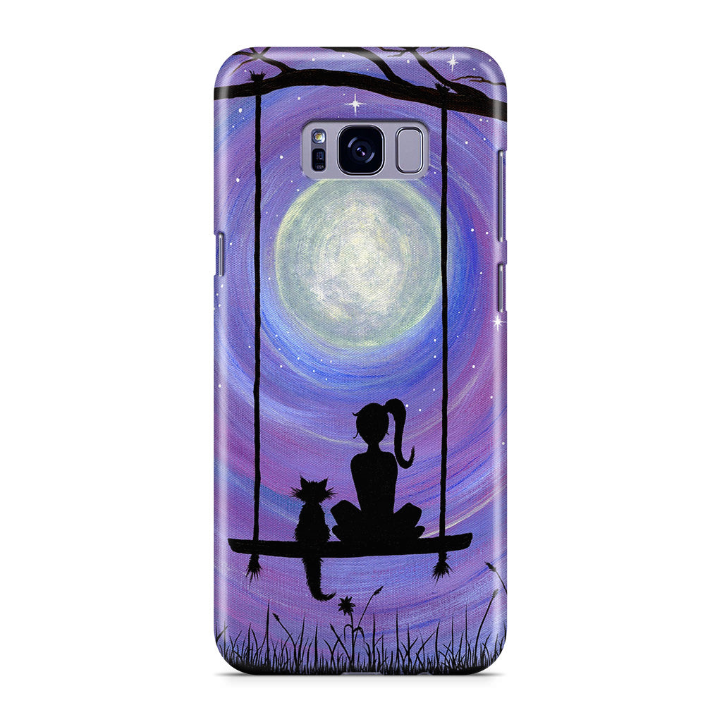Girl Cat and Moon Galaxy S8 Case