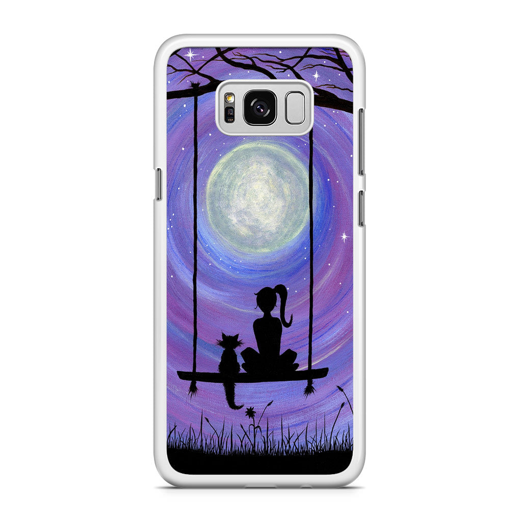 Girl Cat and Moon Galaxy S8 Case