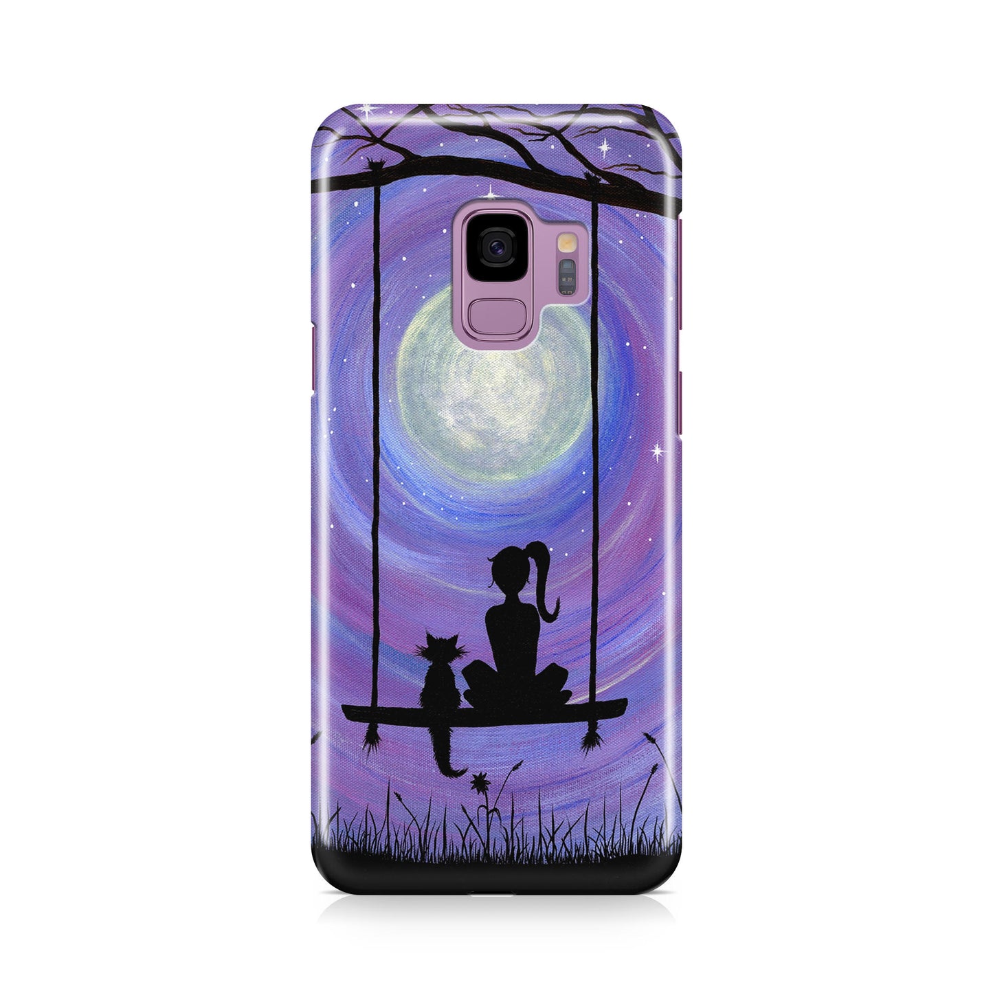 Girl Cat and Moon Galaxy S9 Case