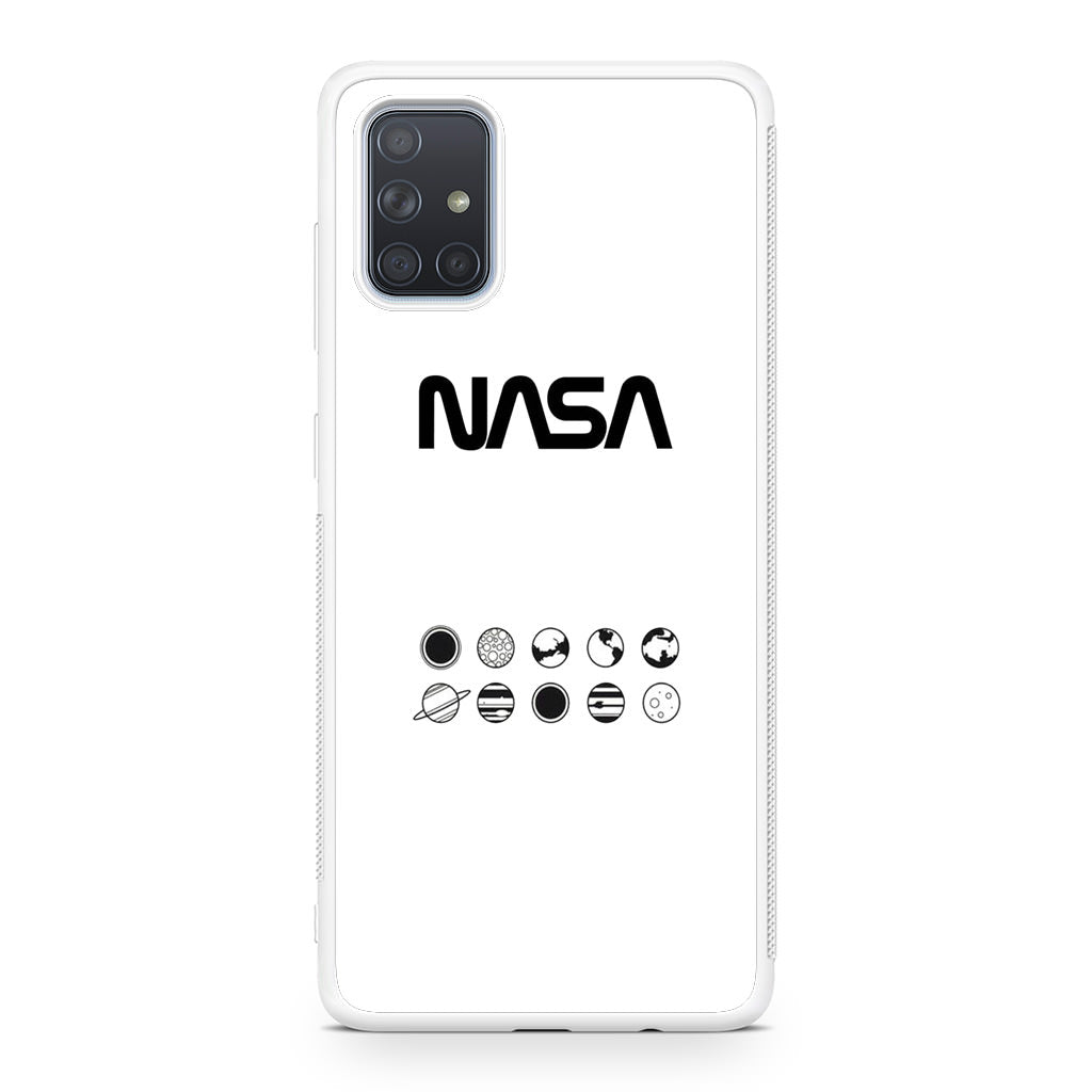 NASA Minimalist White Galaxy A51 / A71 Case