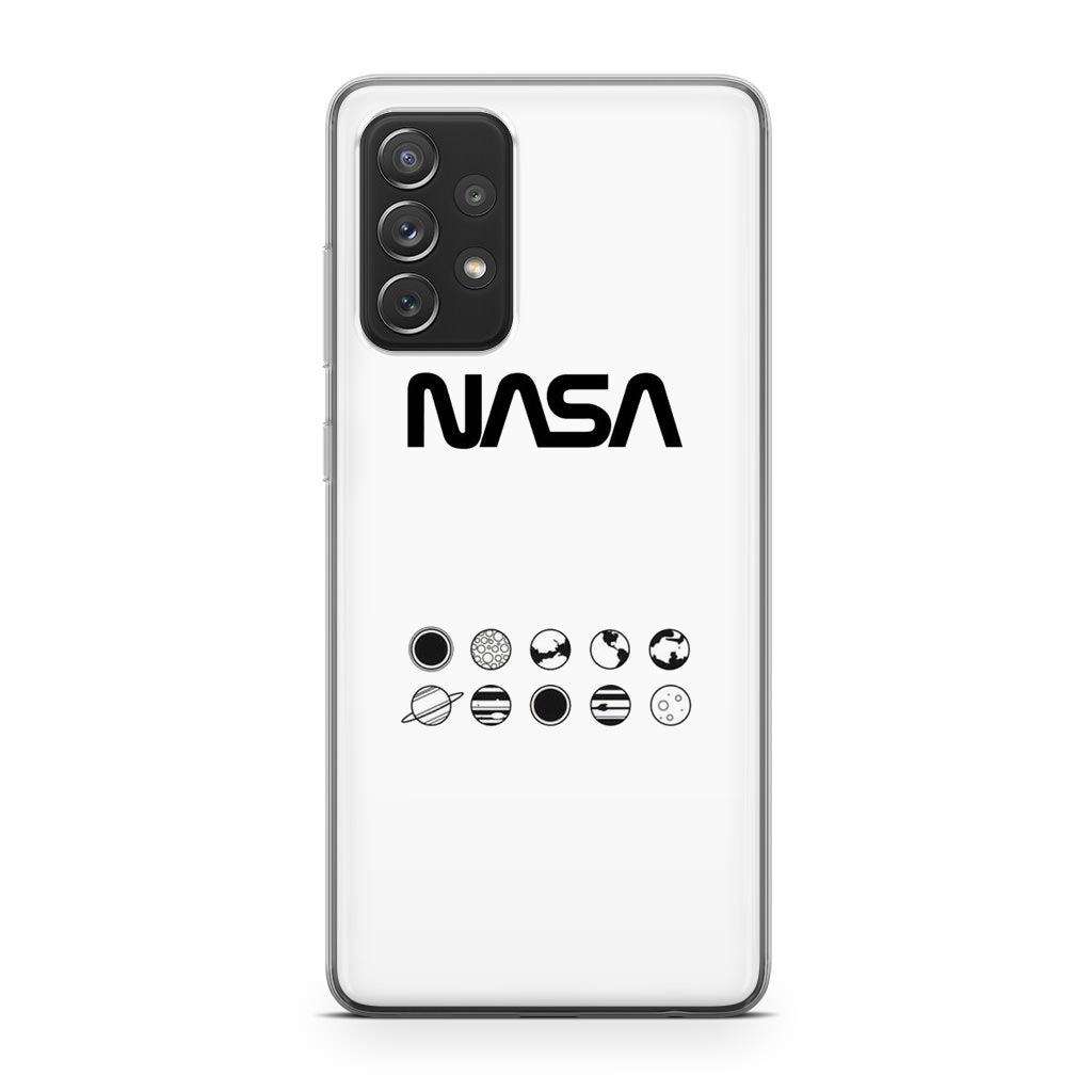 NASA Minimalist White Galaxy A32 / A52 / A72 Case