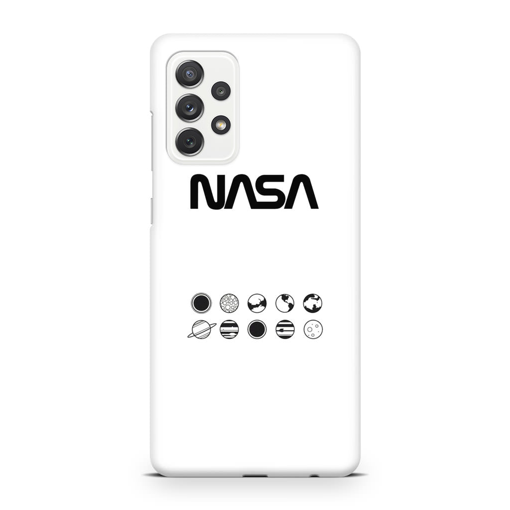 NASA Minimalist White Galaxy A32 / A52 / A72 Case