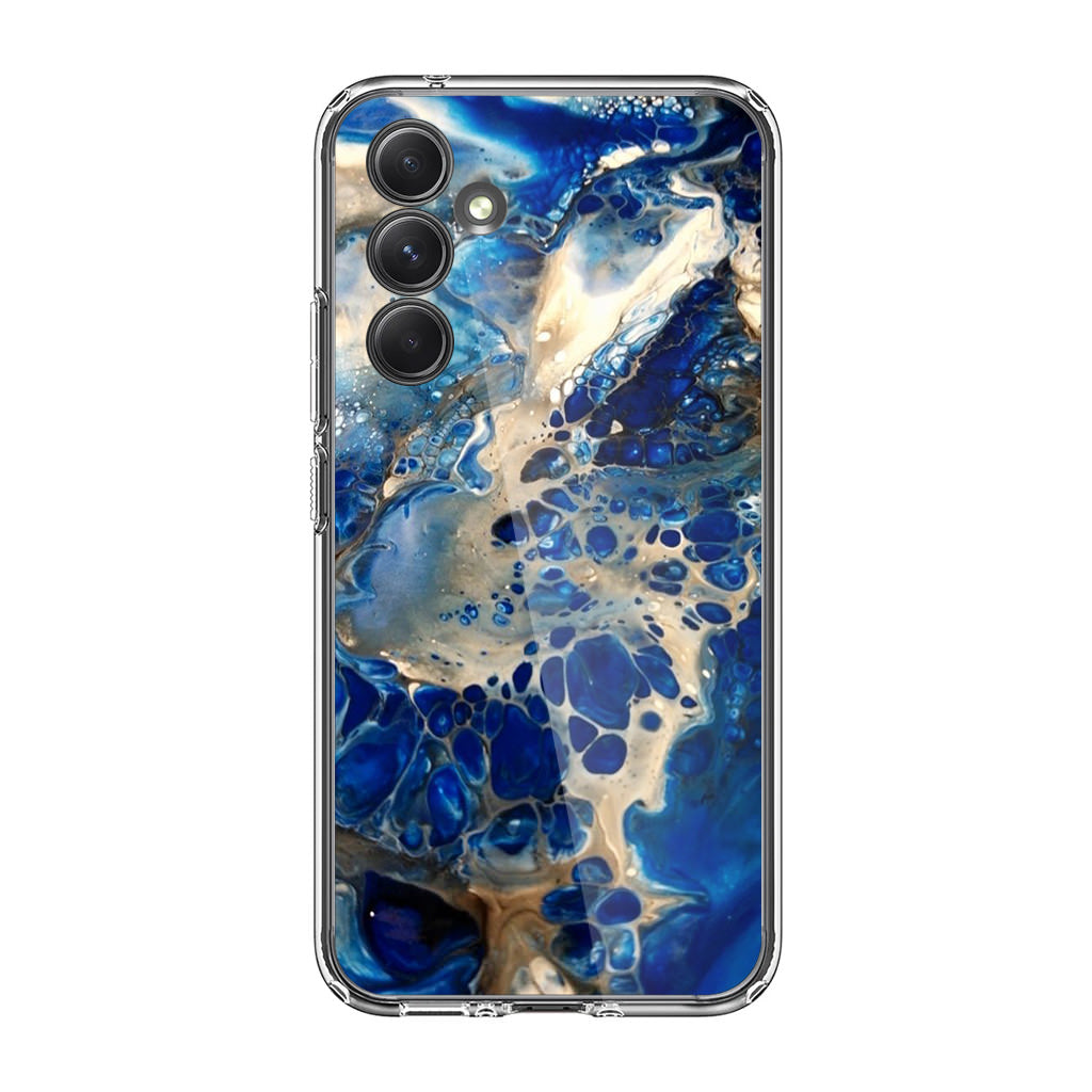 Abstract Golden Blue Paint Art Samsung Galaxy A54 5G Case