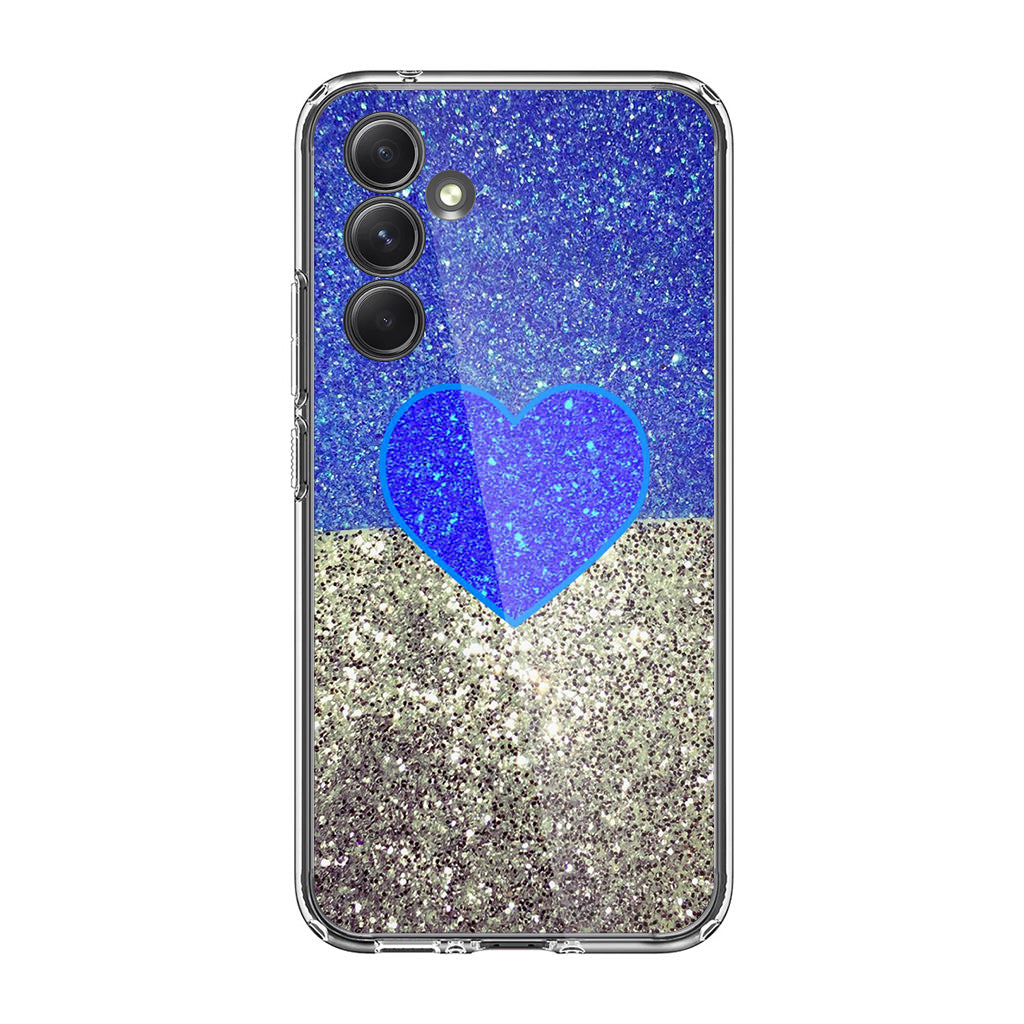 Love Glitter Blue and Grey Samsung Galaxy A54 5G Case