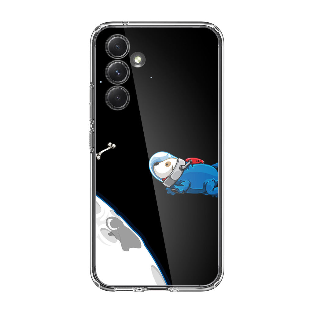 Space Dog Chasing A Bone Samsung Galaxy A54 5G Case