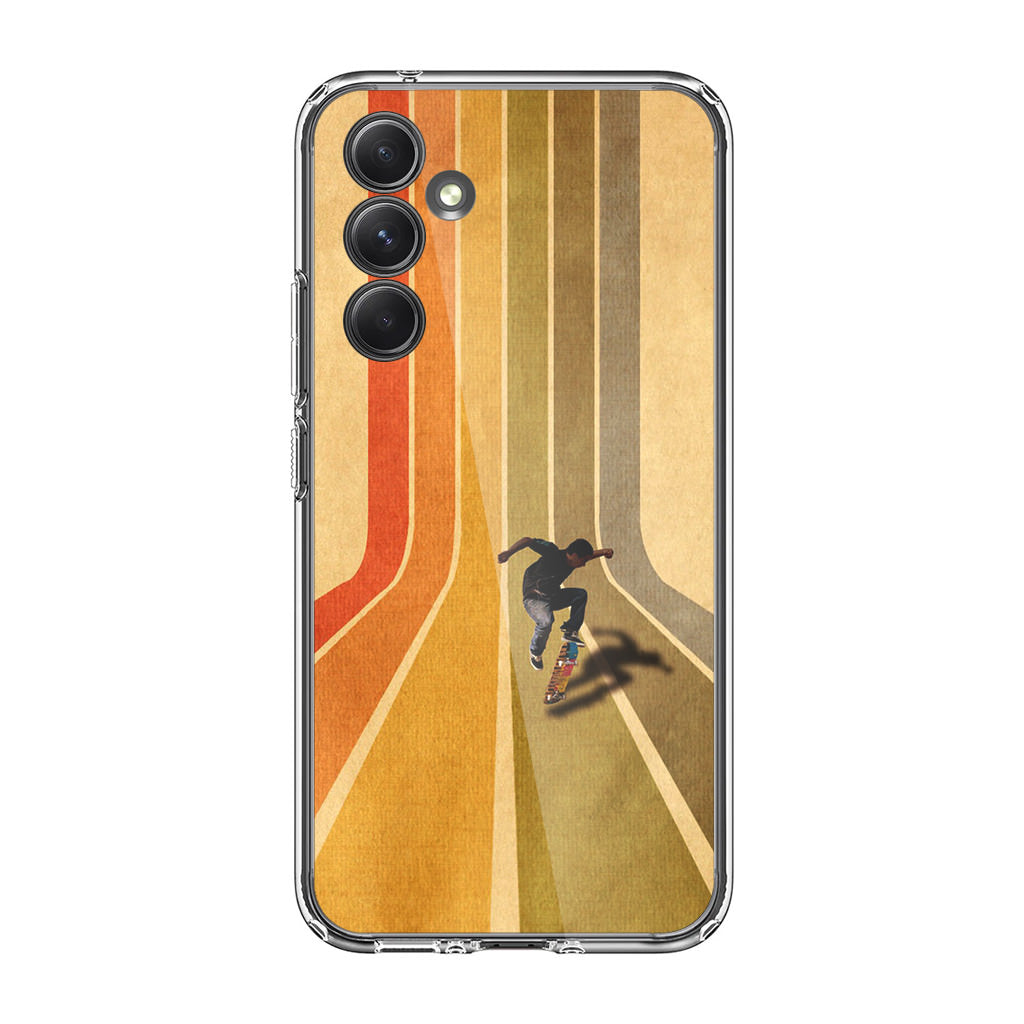 Vintage Skateboard On Colorful Stipe Runway Samsung Galaxy A54 5G Case