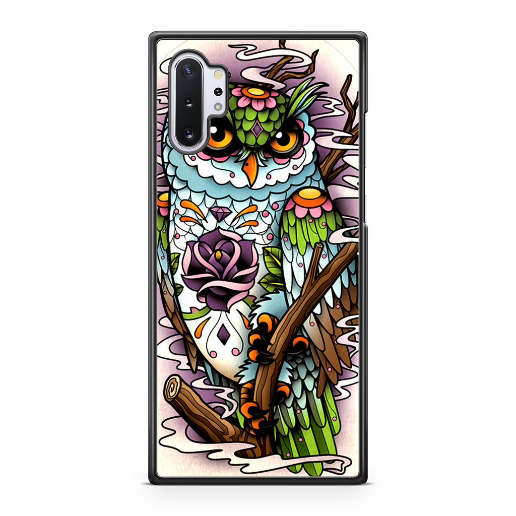 Sugar Skull Owl Tattoo Galaxy Note 10 Plus Case