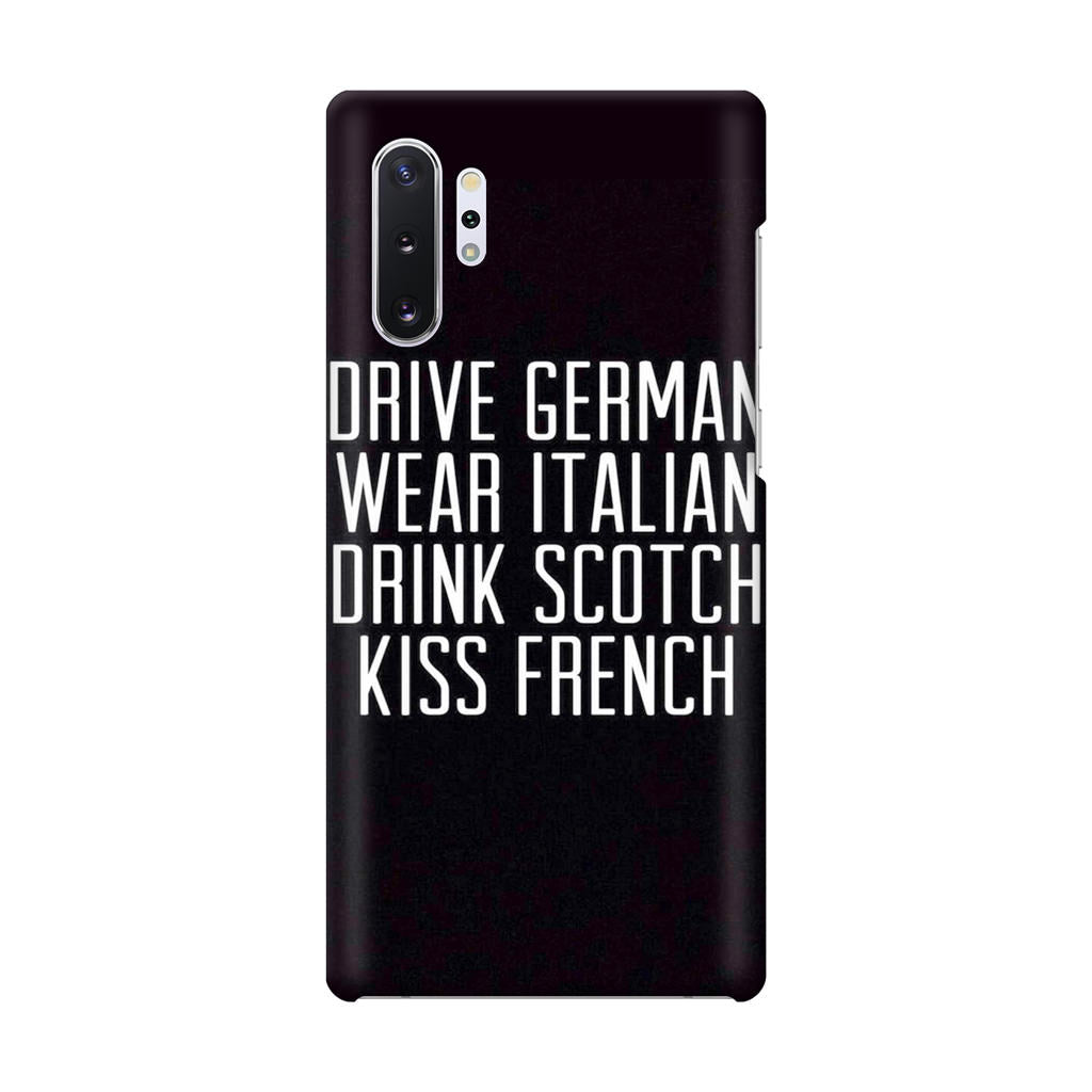 Drive German Wear Italian Drink Scotch Kiss French Galaxy Note 10 Plus Case