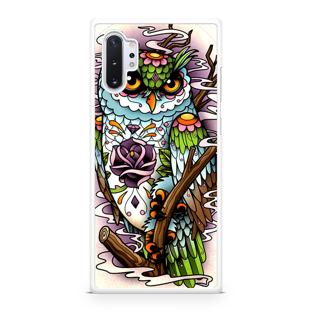 Sugar Skull Owl Tattoo Galaxy Note 10 Plus Case