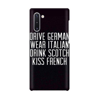 Drive German Wear Italian Drink Scotch Kiss French Galaxy Note 10 Case