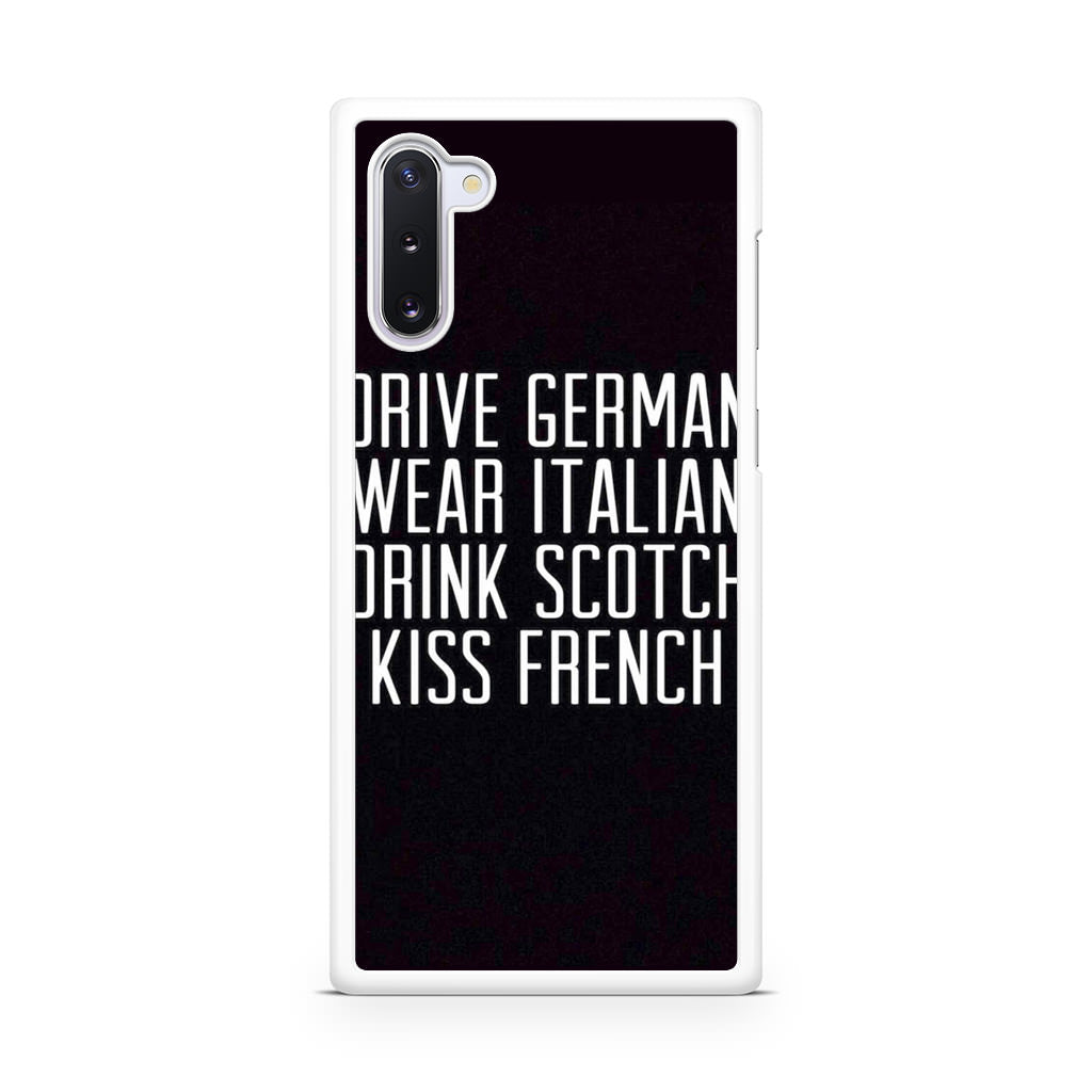 Drive German Wear Italian Drink Scotch Kiss French Galaxy Note 10 Case