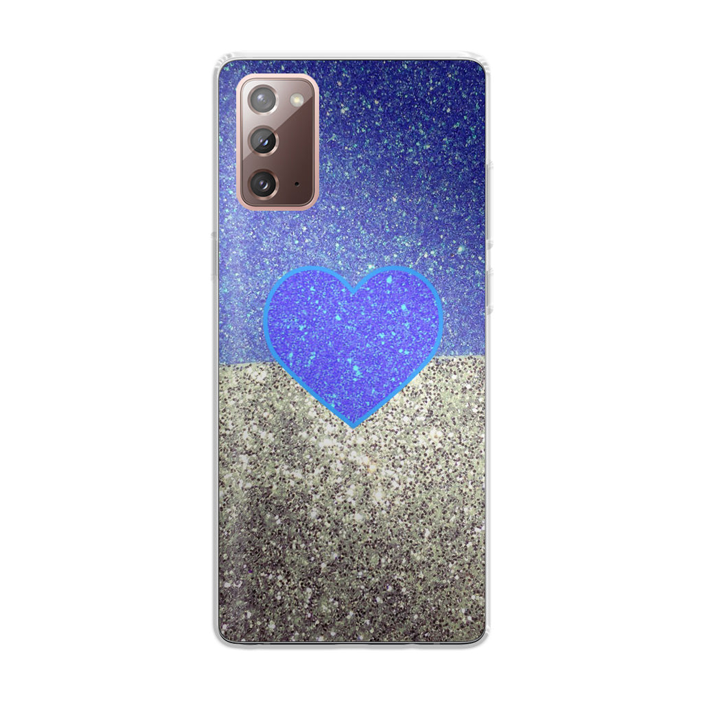 Love Glitter Blue and Grey Galaxy Note 20 Case