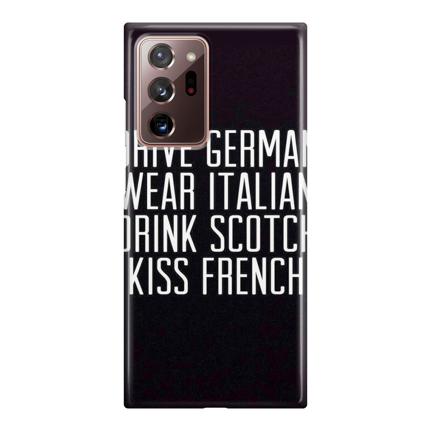 Drive German Wear Italian Drink Scotch Kiss French Galaxy Note 20 Ultra Case