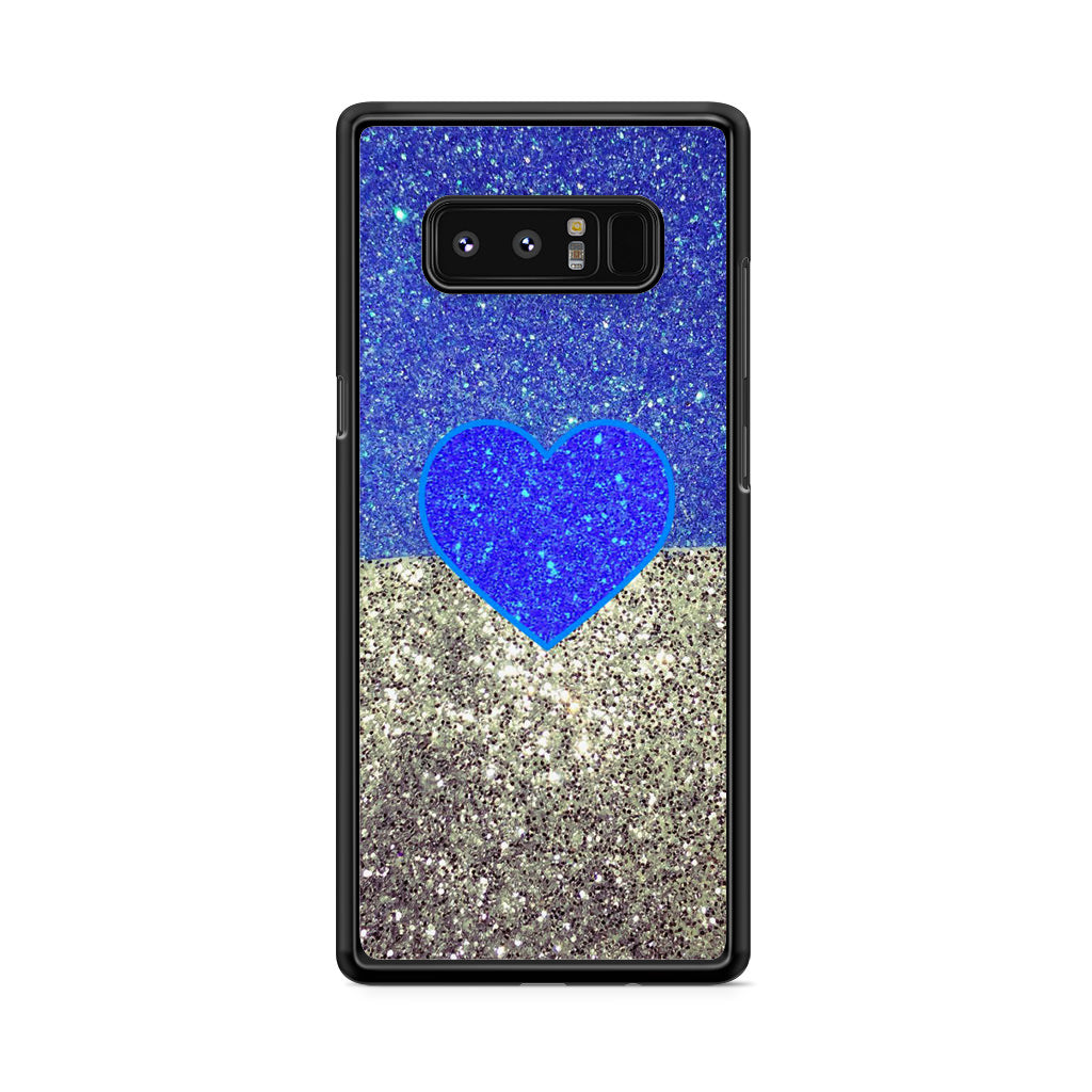 Love Glitter Blue and Grey Galaxy Note 8 Case