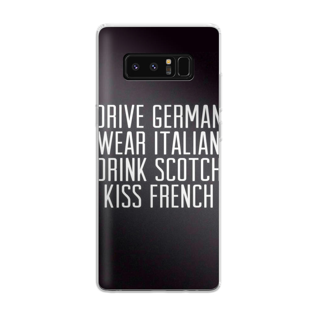 Drive German Wear Italian Drink Scotch Kiss French Galaxy Note 8 Case