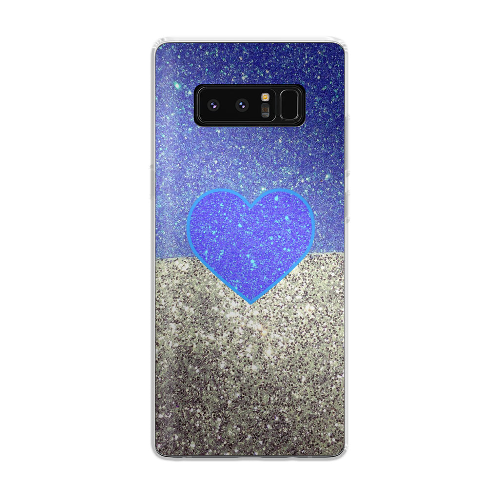 Love Glitter Blue and Grey Galaxy Note 8 Case