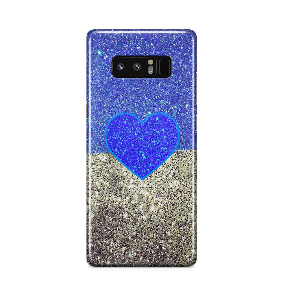 Love Glitter Blue and Grey Galaxy Note 8 Case