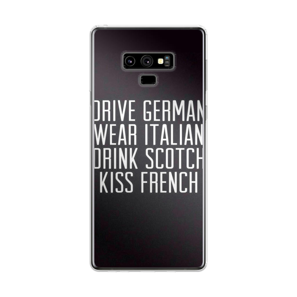 Drive German Wear Italian Drink Scotch Kiss French Galaxy Note 9 Case