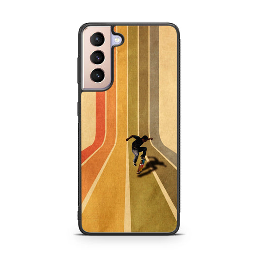 Vintage Skateboard On Colorful Stipe Runway Galaxy S21 / S21 Plus / S21 FE 5G Case