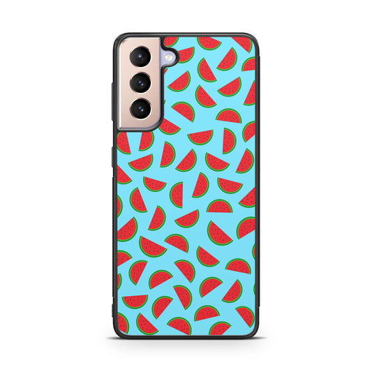 Watermelon Fruit Pattern Blue Galaxy S21 / S21 Plus / S21 FE 5G Case