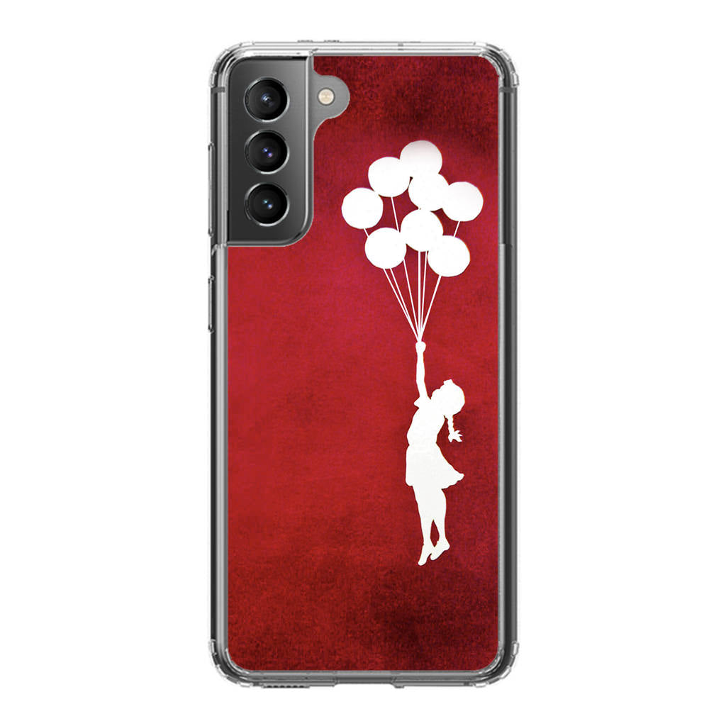 Banksy Girl With Balloons Red Galaxy S21 / S21 Plus / S21 FE 5G Case