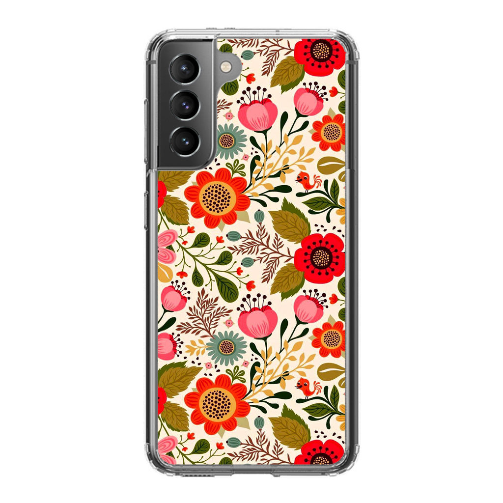 Hello Spring Pattern Galaxy S21 / S21 Plus / S21 FE 5G Case