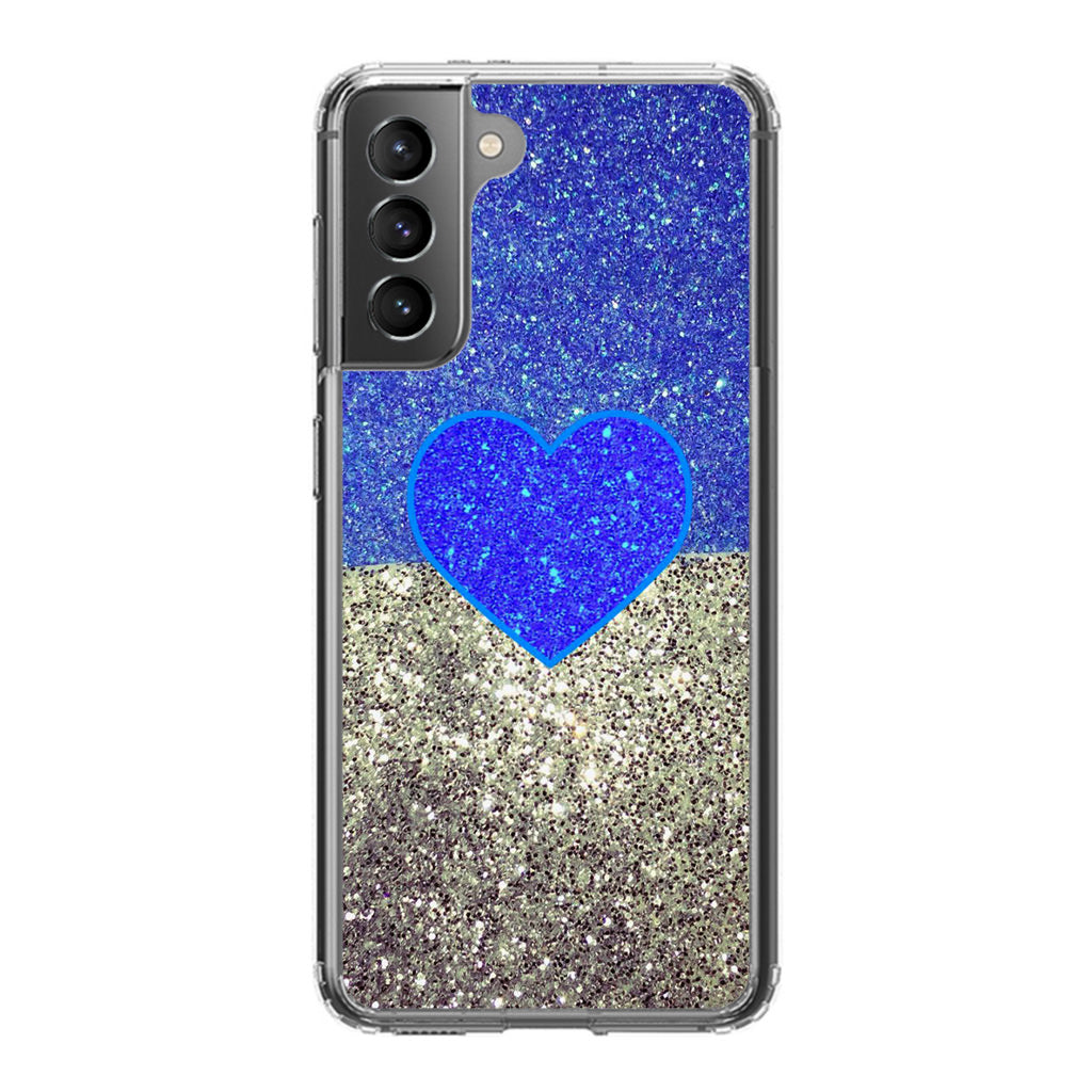 Love Glitter Blue and Grey Galaxy S21 / S21 Plus / S21 FE 5G Case