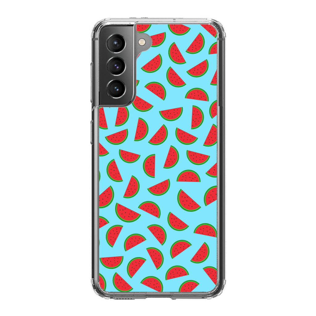 Watermelon Fruit Pattern Blue Galaxy S21 / S21 Plus / S21 FE 5G Case