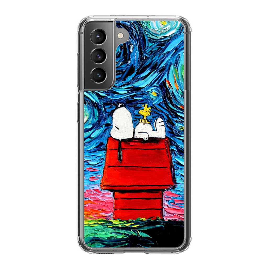 Dog Lying Under Starry Night Van Gogh Galaxy S22 / S22 Plus Case