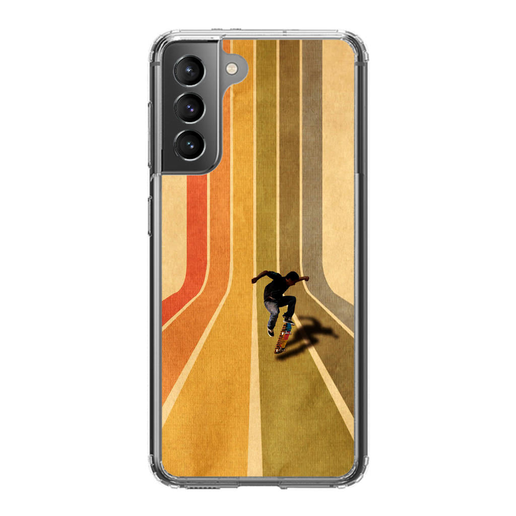Vintage Skateboard On Colorful Stipe Galaxy S22 / S22 Plus Case