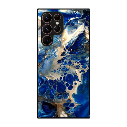 Abstract Golden Blue Paint Art Galaxy S22 Ultra 5G Case