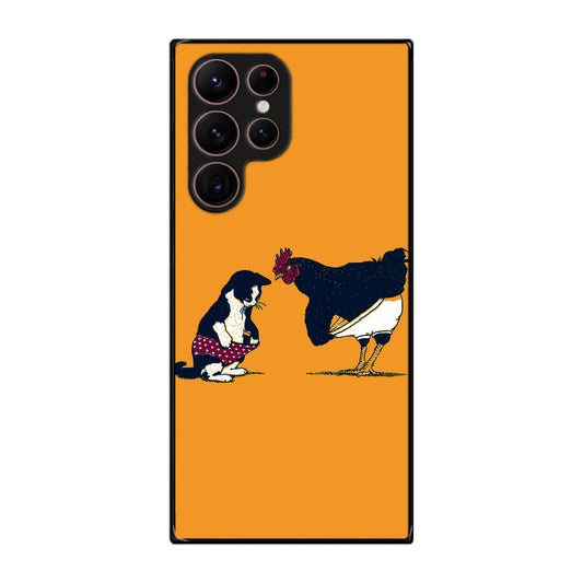 Cat Chicken Yellow Underwear Cute Galaxy S22 Ultra 5G Case