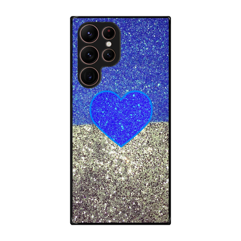 Love Glitter Blue and Grey Galaxy S22 Ultra 5G Case