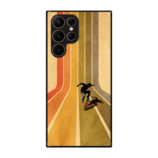 Vintage Skateboard On Colorful Stipe Runway Galaxy S22 Ultra 5G Case