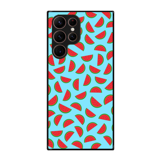 Watermelon Fruit Pattern Blue Galaxy S22 Ultra 5G Case