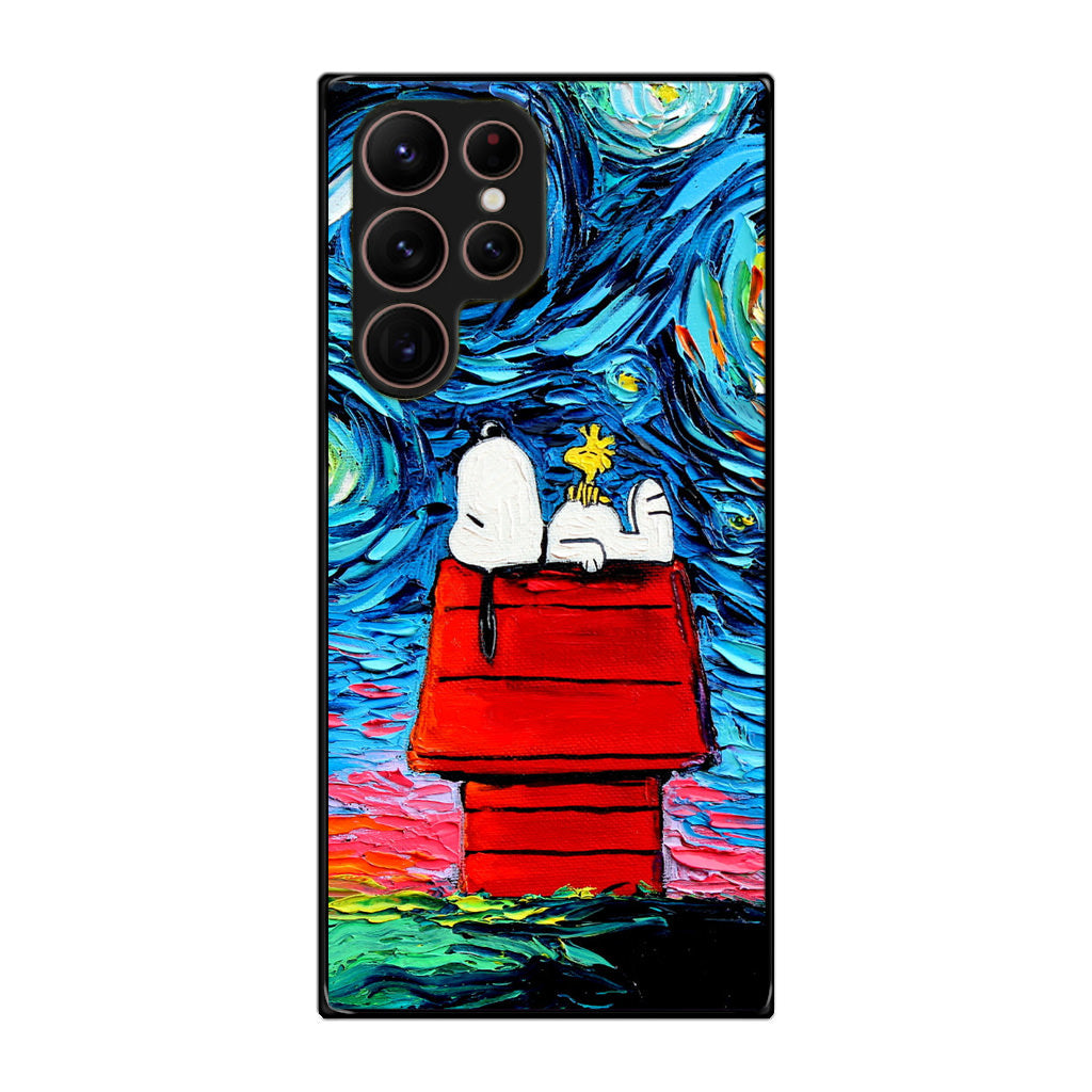 Dog Lying Under Starry Night Van Gogh Galaxy S22 Ultra 5G Case