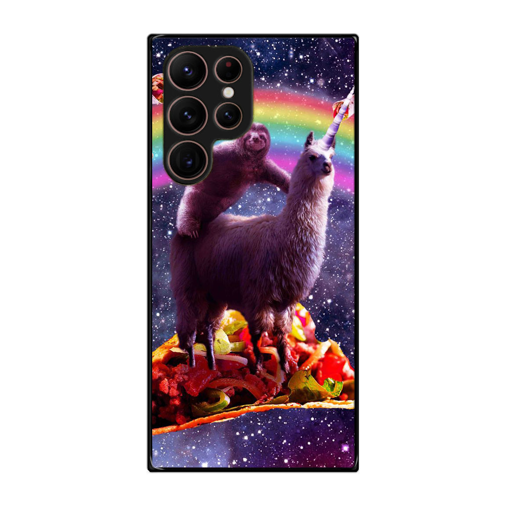 LLama And Sloth On Space Galaxy S22 Ultra 5G Case