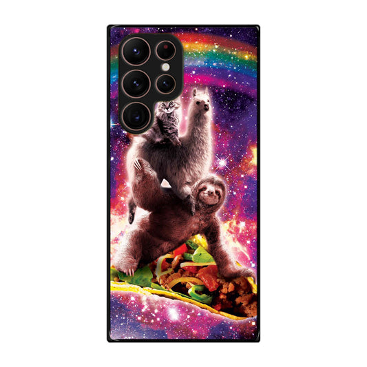 LLama Sloth And Cat Playing Together Galaxy S22 Ultra 5G Case