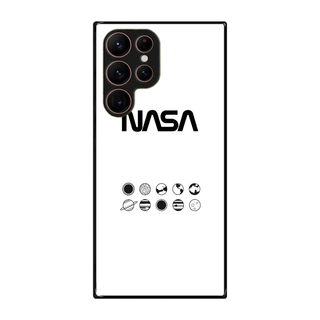 NASA Minimalist White Galaxy S22 Ultra 5G Case