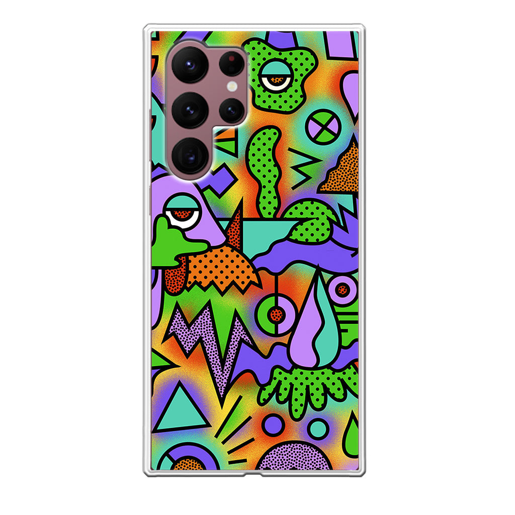 Abstract Colorful Doodle Art Galaxy S22 Ultra 5G Case