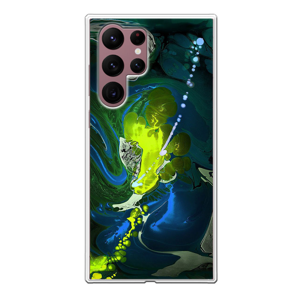 Abstract Green Blue Art Galaxy S22 Ultra 5G Case