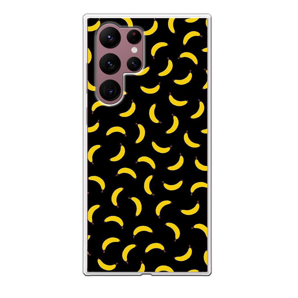 Bananas Fruit Pattern Black Galaxy S22 Ultra 5G Case